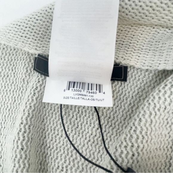 BCBG Women’s Green Ivory Stripe Shawl Wrap Fringed Open Front Gardenia OS - Picture 6 of 8